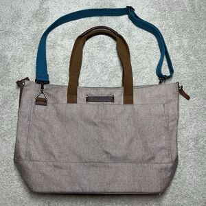 Timbuk2 Hyde Tote Bag Large Canvas Laptop School Beige Zip Top Pockets Travel